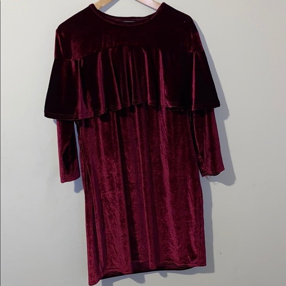 Cocoepps Velour Look Bugundy Tunic ruffle 5Xl - Picture 2 of 8